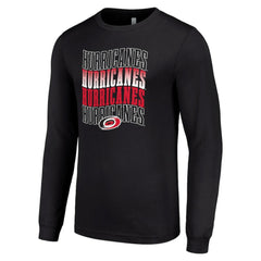 Carolina Hurricanes Starter Four Team Name Logo Long Sleeve Graphic T-Shirt - Black - NHL