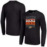 Anaheim Ducks Starter Four Team Name Logo Long Sleeve Graphic T-Shirt - Black - NHL