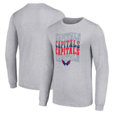 Washington Capitals Starter Four Team Name Logo Long Sleeve Graphic T-Shirt - Heather Gray - NHL