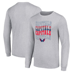Washington Capitals Starter Four Team Name Logo Long Sleeve Graphic T-Shirt - Heather Gray - NHL
