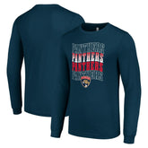 Florida Panthers Starter Four Team Name Logo Long Sleeve Graphic T-Shirt - Navy - NHL