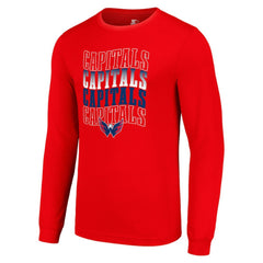 Washington Capitals Starter Four Team Name Logo Long Sleeve Graphic T-Shirt - Red - NHL