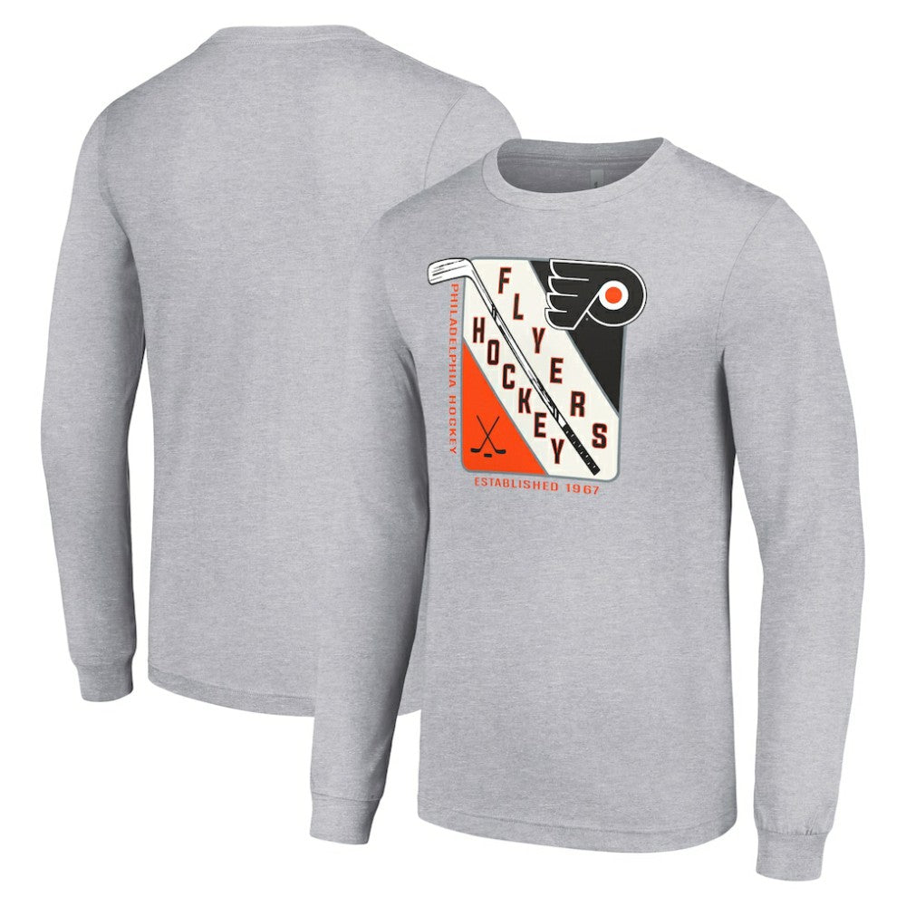 Philadelphia Flyers Starter Shield Long Sleeve Graphic T-Shirt - Heather Gray - NHL