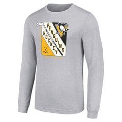 Pittsburgh Penguins Starter Shield Long Sleeve Graphic T-Shirt - Heather Gray - NHL