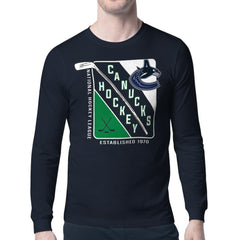 Vancouver Canucks Starter Shield Long Sleeve Graphic T-Shirt - Navy - NHL