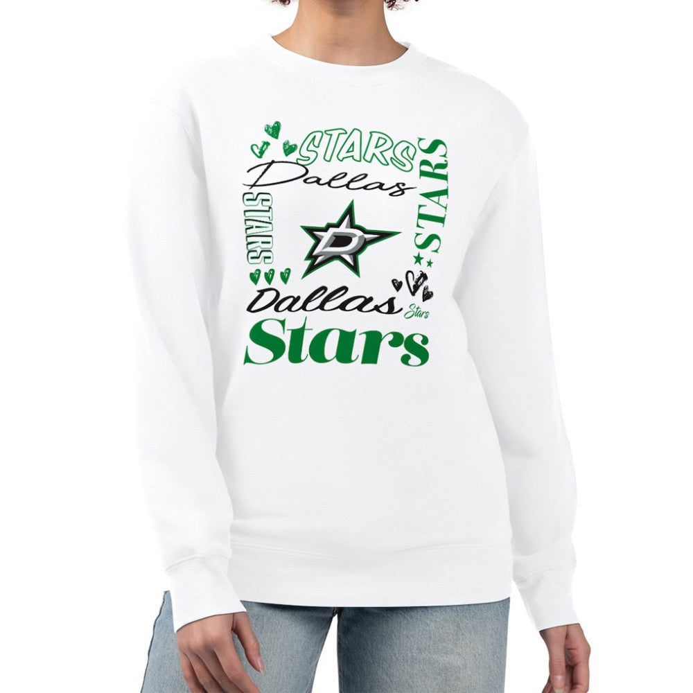 Dallas Stars G-III 4Her by Carl Banks Women's Collage Graphic Fleece Long Sleeve Pullover Sweatshirt - White - NHL