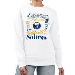 Buffalo Sabres G-III 4Her by Carl Banks Women's Collage Graphic Fleece Long Sleeve Pullover Sweatshirt - White - NHL