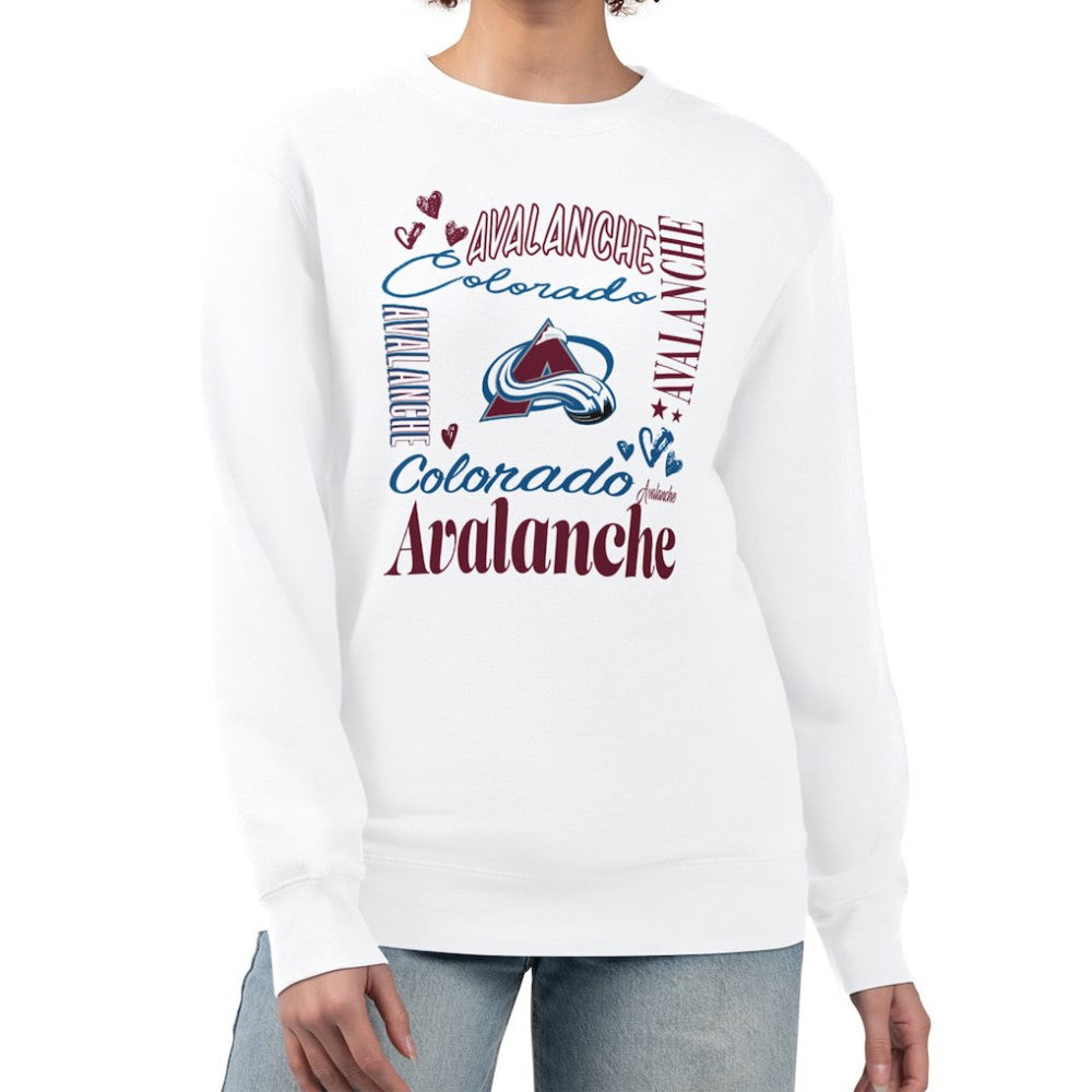 Colorado Avalanche G-III 4Her by Carl Banks Women's Collage Graphic Fleece Long Sleeve Pullover Sweatshirt - White - NHL