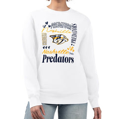 Nashville Predators G-III 4Her by Carl Banks Women's Collage Graphic Fleece Long Sleeve Pullover Sweatshirt - White - NHL
