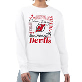 New Jersey Devils G-III 4Her by Carl Banks Women's Collage Graphic Fleece Long Sleeve Pullover Sweatshirt - White - NHL