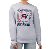 Columbus Blue Jackets G-III 4Her by Carl Banks Women's Collage Graphic Fleece Long Sleeve Pullover Sweatshirt - Heather Gray - NHL
