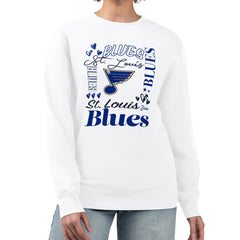 St. Louis Blues G-III 4Her by Carl Banks Women's Collage Graphic Fleece Long Sleeve Pullover Sweatshirt - White - NHL