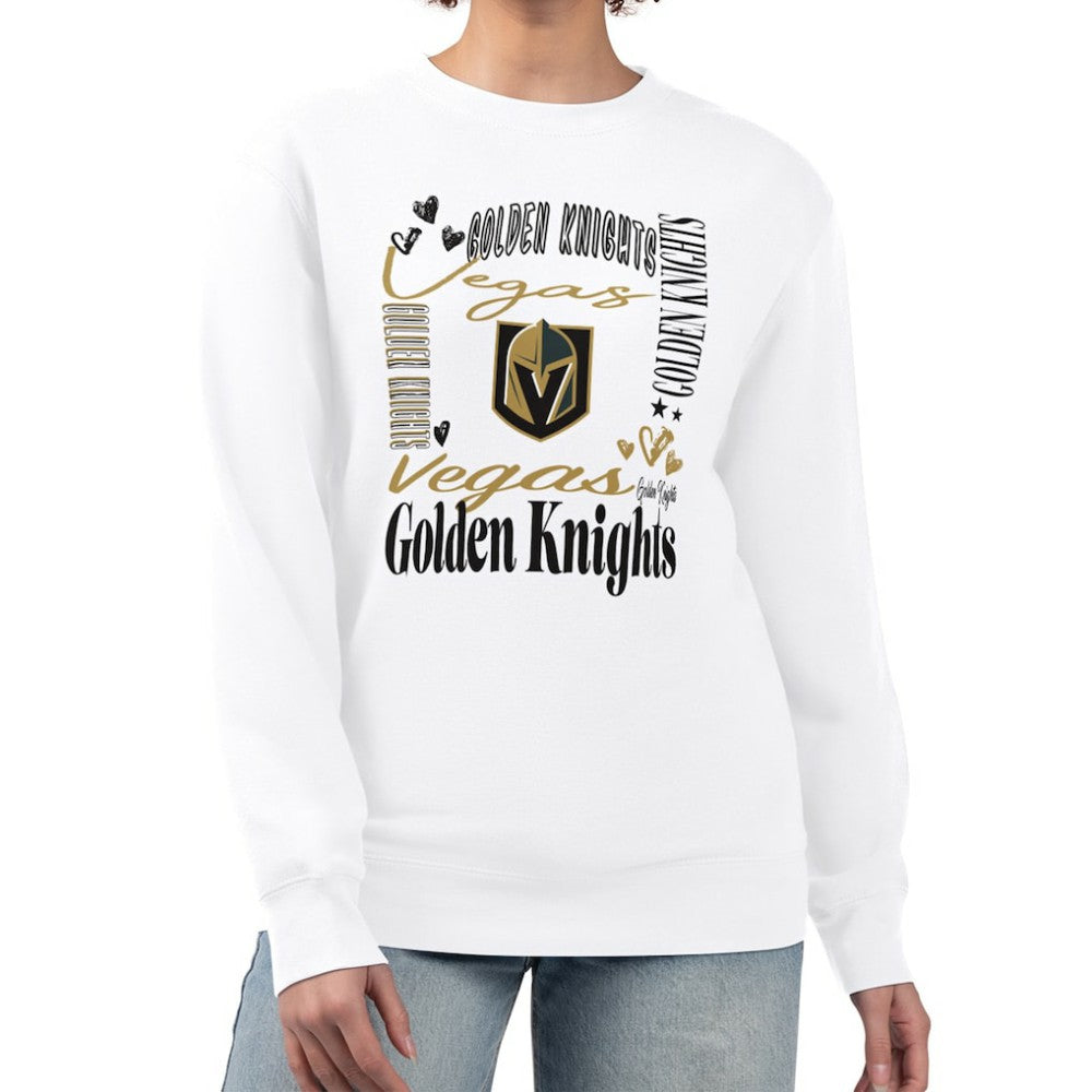 Vegas Golden Knights G-III 4Her by Carl Banks Women's Collage Graphic Fleece Long Sleeve Pullover Sweatshirt - White - NHL