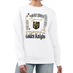 Vegas Golden Knights G-III 4Her by Carl Banks Women's Collage Graphic Fleece Long Sleeve Pullover Sweatshirt - White - NHL