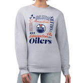 Edmonton Oilers G-III 4Her by Carl Banks Women's Collage Graphic Fleece Long Sleeve Pullover Sweatshirt - Heather Gray - NHL