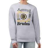 Boston Bruins G-III 4Her by Carl Banks Women's Collage Graphic Fleece Long Sleeve Pullover Sweatshirt - Heather Gray - NHL