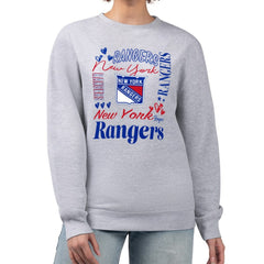 New York Rangers G-III 4Her by Carl Banks Women's Collage Graphic Fleece Long Sleeve Pullover Sweatshirt - Heather Gray - NHL