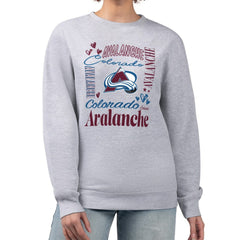 Colorado Avalanche G-III 4Her by Carl Banks Women's Collage Graphic Fleece Long Sleeve Pullover Sweatshirt - Heather Gray - NHL