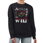 Minnesota Wild G-III 4Her by Carl Banks Women's Collage Graphic Fleece Long Sleeve Pullover Sweatshirt - Black - NHL