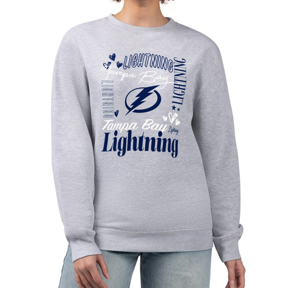 Tampa Bay Lightning G-III 4Her by Carl Banks Women's Collage Graphic Fleece Long Sleeve Pullover Sweatshirt - Heather Gray - NHL