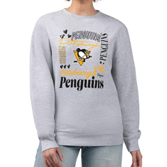 Pittsburgh Penguins G-III 4Her by Carl Banks Women's Collage Graphic Fleece Long Sleeve Pullover Sweatshirt - Heather Gray - NHL