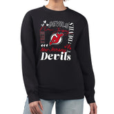 New Jersey Devils G-III 4Her by Carl Banks Women's Collage Graphic Fleece Long Sleeve Pullover Sweatshirt - Black - NHL
