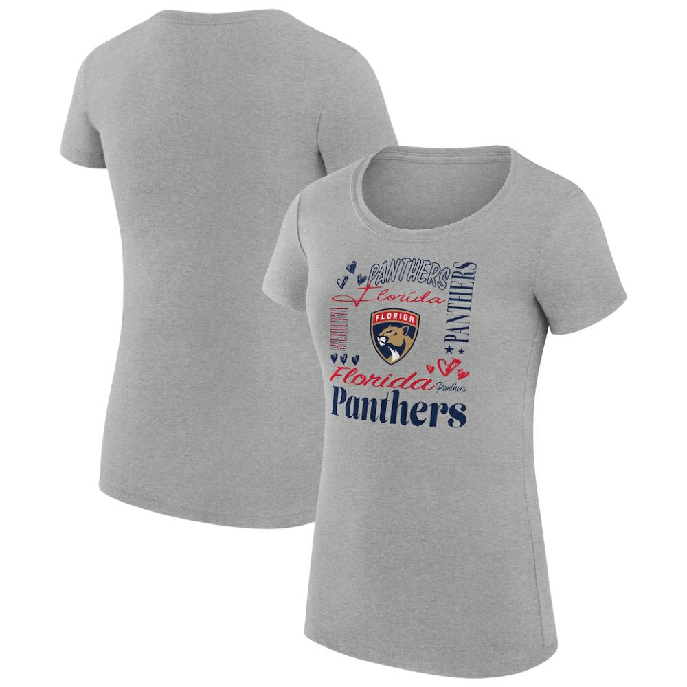 Florida Panthers G-III 4Her by Carl Banks Women's Super-Slim Fit Lightweight Collage Team Graphic T-Shirt - Heather Gray - NHL