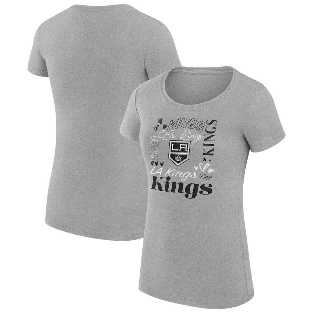 Los Angeles Kings G-III 4Her by Carl Banks Women's Super-Slim Fit Lightweight Collage Team Graphic T-Shirt - Heather Gray - NHL