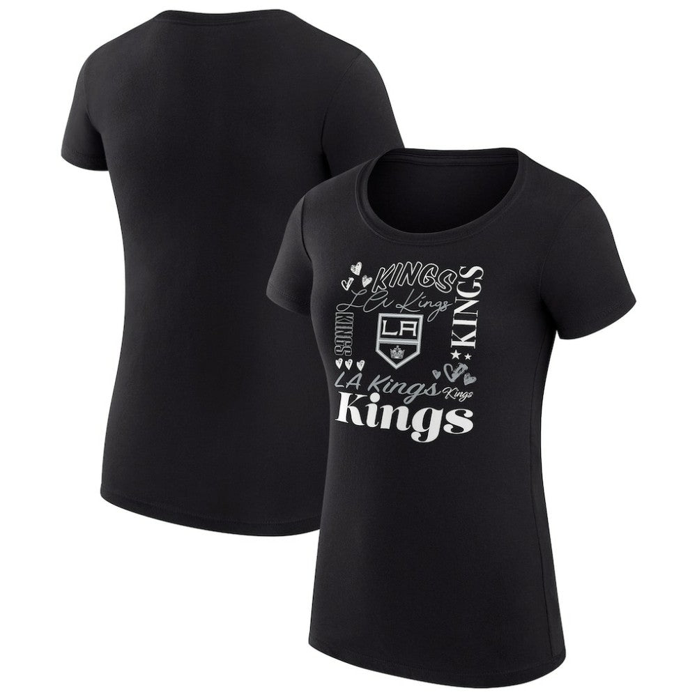Los Angeles Kings G-III 4Her by Carl Banks Women's Super-Slim Fit Lightweight Collage Team Graphic T-Shirt - Black - NHL