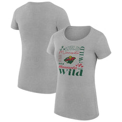Minnesota Wild G-III 4Her by Carl Banks Women's Super-Slim Fit Lightweight Collage Team Graphic T-Shirt - Heather Gray - NHL