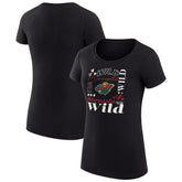 Minnesota Wild G-III 4Her by Carl Banks Women's Super-Slim Fit Lightweight Collage Team Graphic T-Shirt - Black - NHL