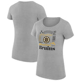 Boston Bruins G-III 4Her by Carl Banks Women's Super-Slim Fit Lightweight Collage Team Graphic T-Shirt - Heather Gray - NHL