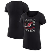 New Jersey Devils G-III 4Her by Carl Banks Women's Super-Slim Fit Lightweight Collage Team Graphic T-Shirt - Black - NHL
