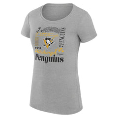 Pittsburgh Penguins G-III 4Her by Carl Banks Women's Super-Slim Fit Lightweight Collage Team Graphic T-Shirt - Heather Gray - NHL