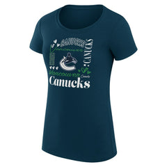 Vancouver Canucks G-III 4Her by Carl Banks Women's Super-Slim Fit Lightweight Collage Team Graphic T-Shirt - Navy - NHL