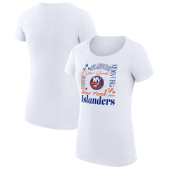 New York Islanders G-III 4Her by Carl Banks Women's Super-Slim Fit Lightweight Collage Team Graphic T-Shirt - White - NHL