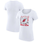 New Jersey Devils G-III 4Her by Carl Banks Women's Super-Slim Fit Lightweight Collage Team Graphic T-Shirt - White - NHL