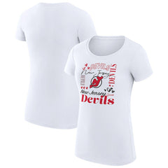 New Jersey Devils G-III 4Her by Carl Banks Women's Super-Slim Fit Lightweight Collage Team Graphic T-Shirt - White - NHL