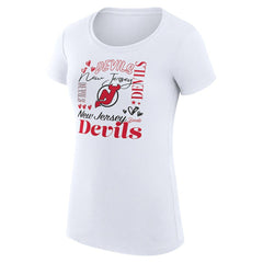 New Jersey Devils G-III 4Her by Carl Banks Women's Super-Slim Fit Lightweight Collage Team Graphic T-Shirt - White - NHL