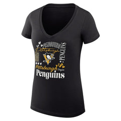 Pittsburgh Penguins G-III 4Her by Carl Banks Women's Super-Slim Fit Lightweight Collage Team Graphic T-Shirt - Black - NHL