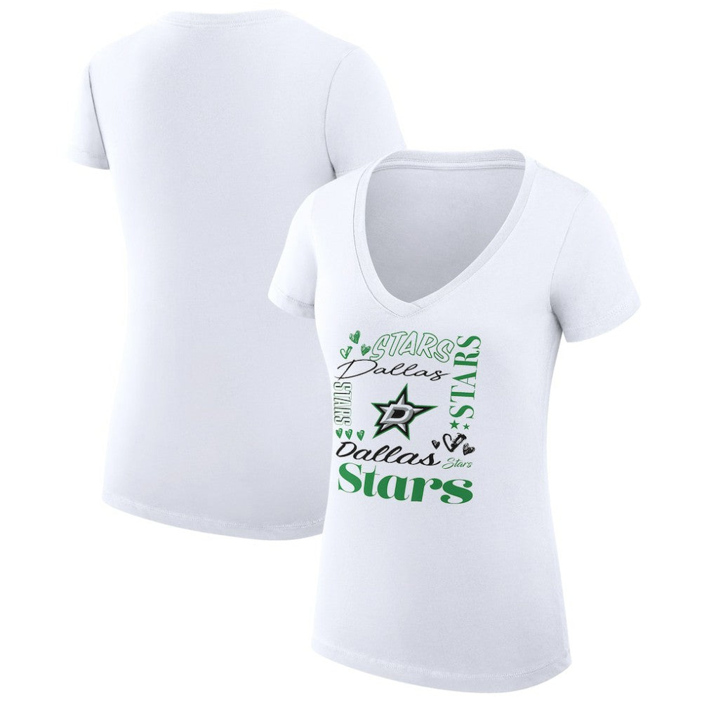 Dallas Stars G-III 4Her by Carl Banks Women's Super-Slim Fit Lightweight Collage Team Graphic T-Shirt - White - NHL