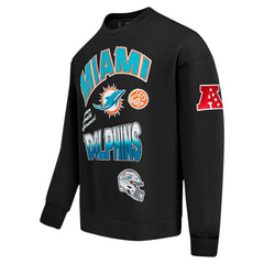 Miami Dolphins Pro Standard Turn It Up Drop Shoulder Pullover Sweatshirt Black | NFL