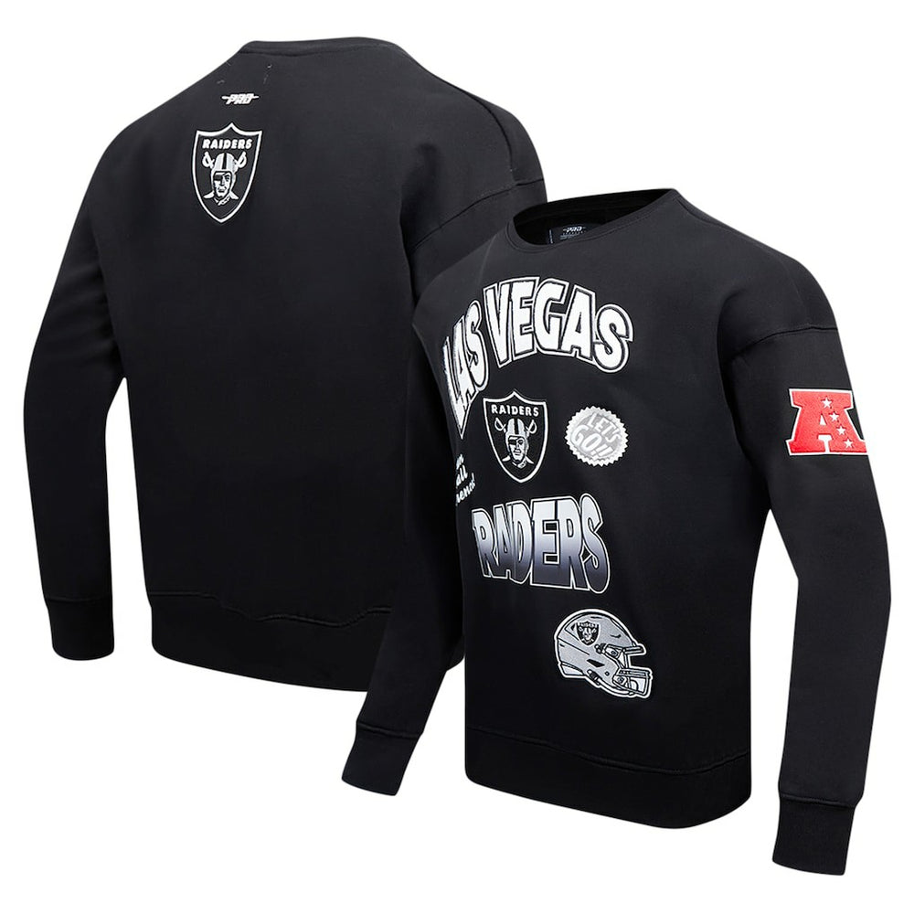 Las Vegas Raiders Pro Standard Turn It Up Drop Shoulder Pullover Sweatshirt Black | NFL