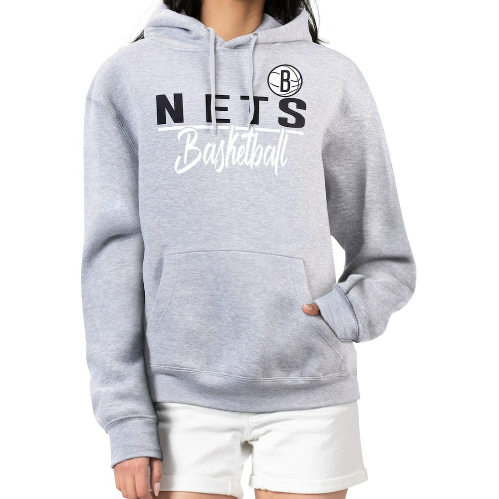Brooklyn Nets G-III 4Her by Carl Banks Women's Graphics Fleece Pullover Hoodie Heather Gray - NBA