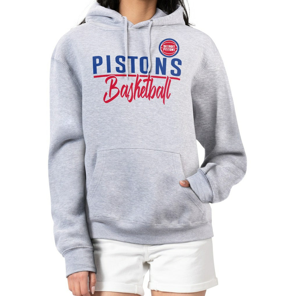 Detroit Pistons G-III 4Her by Carl Banks Women's Graphics Fleece Pullover Hoodie Heather Gray - NBA