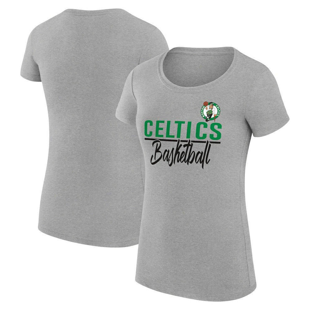 Boston Celtics G-III 4Her by Carl Banks Women's Super-Slim Fit Lightweight Team Sport V-Neck T-Shirt Heather Gray - NBA