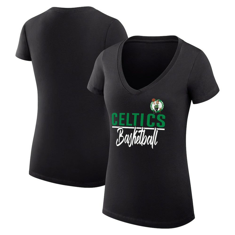 Boston Celtics G-III 4Her by Carl Banks Women's Super-Slim Fit Lightweight Team Sport V-Neck T-Shirt Black - NBA
