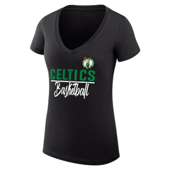 Boston Celtics G-III 4Her by Carl Banks Women's Super-Slim Fit Lightweight Team Sport V-Neck T-Shirt Black - NBA