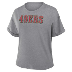 San Francisco 49ers Women's Swing Pass Tri-Blend Boxy T-Shirt Heather Gray | Fanatics