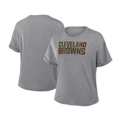 Cleveland Browns Women's Swing Pass Tri-Blend Boxy T-Shirt Heather Gray | Fanatics